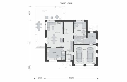 Проект двухэтажного дома с террасой и гаражом